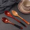 Mixing Baby Tableware with Tied Line Wooden Eating Cutlery Soup Spoons Scoop Kitchen Utensil