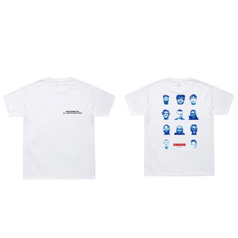 New Casual Brockhampton All-American Boyband T-Shirt Men GINGER Face Print Harajuku Tee Shirt Colorful Funny T Shirts Cotton Top