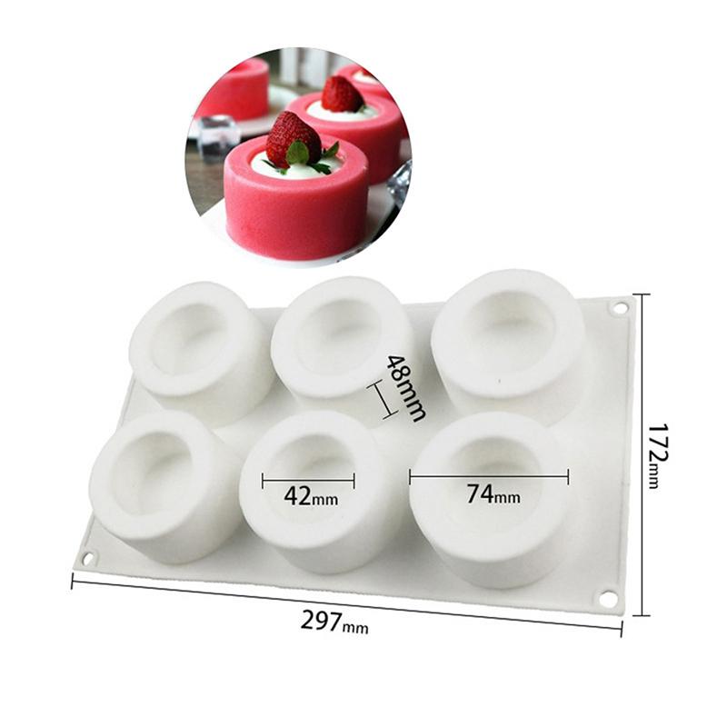 6 Compartments Silicone Pudding Cup Cake Mold French Dessert Mousse Cake Mold