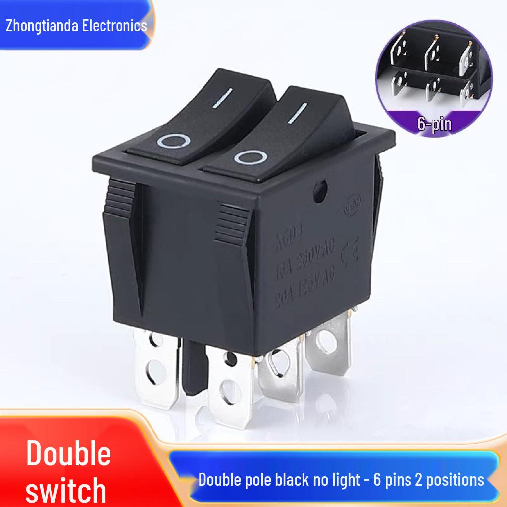KCD4 Rocker Switch, Double Pole, 16A, 4/6 Pin with Light