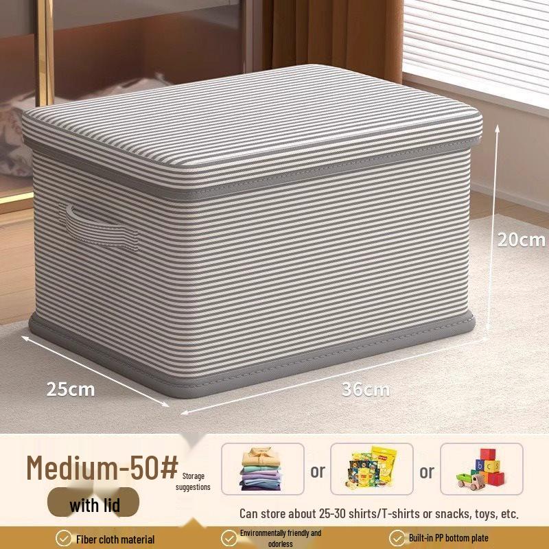 Faltbare gestreifte Aufbewahrungsbox mit Deckel für Kleidung und Socken
