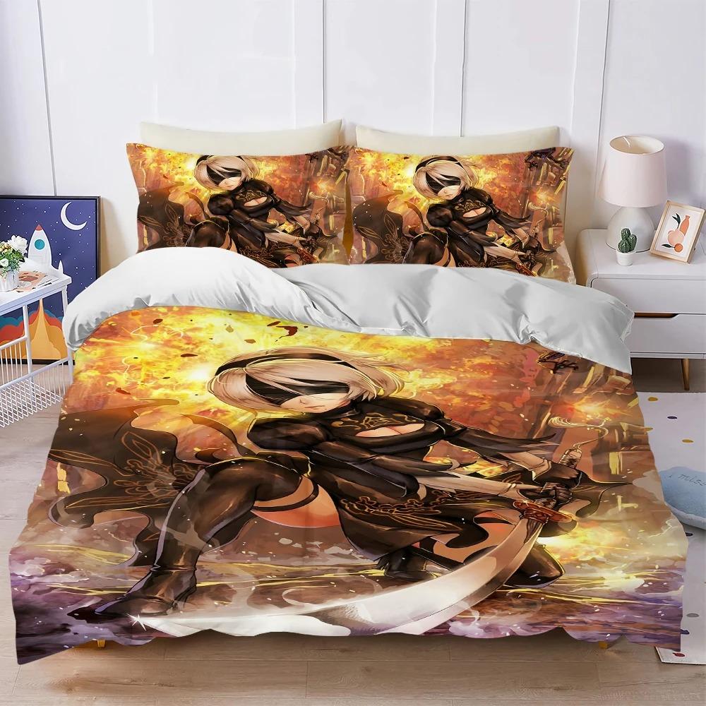 Classic Game N-NieR Automata Duvet Cover Set Home Style Bedding Soft Laundry Cotton Bed 3 Piece Set Student Dormitory Gift