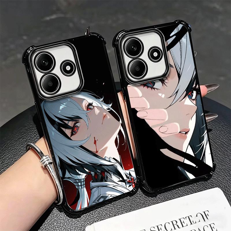 Genshin Impact Arlecchino Plating Phone Case For Xiaomi Redmi Note 14 15 Pro Plus 13 12 11 11S 11T 10 9S 9 5G Anti-Fall Airabag