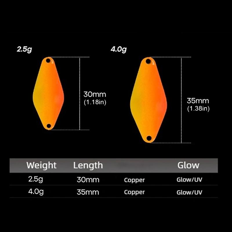 5pcs Glow Spinner Baits Rhombus Spoon Lures Double Side Painting Copper Spoon Fishing Lures Fishing Tackle