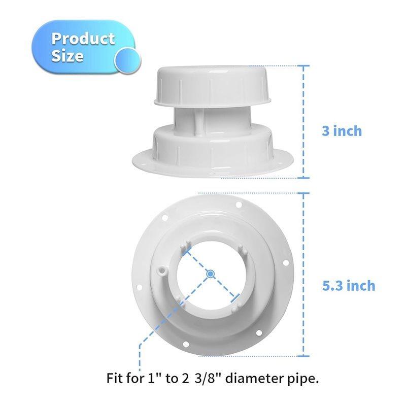 RV Plumbing Vent Cap Replacement Kit For 1 To 2 3/8 Inch Pipe, Includes Screws- For Trailers& Motorhomes