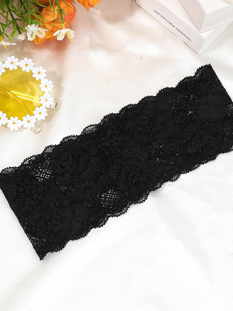 Fashion Fabric Bow Wide Headband Hair Accessories for Women Party Headwear 1Pcs Solid Color Lace Elastic Headbands