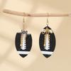 European-American Super Bowl Sporty PU Leather Football Earrings with Alloy Bowknot
