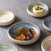 Blue Green Yellow Japanese Style Creative Ceramic Disc Household Fruit Salad Sashimi Sushi Round Tray Bowl Western Cuisine Plate