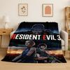 3D R-Resident Evil Leon Game Cartoon Flannel Blanket Soft Warm Throw Blanket for Bedroom Living Room Bed Travel Camping Picnic