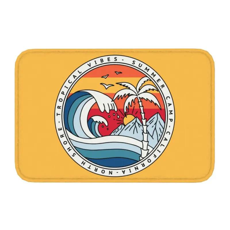 Retro Surfing Front Door Mat Anti-Slip Outdoor Absorbent Summer Beach Surfer Doormat Kitchen Balcony Entrance Rug Carpet