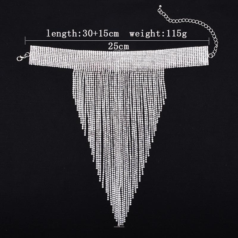 Full Diamond Collarbone Necklace, Rhinestone Long Fringed Necklace, Yiwu Necklace Exaggerated
