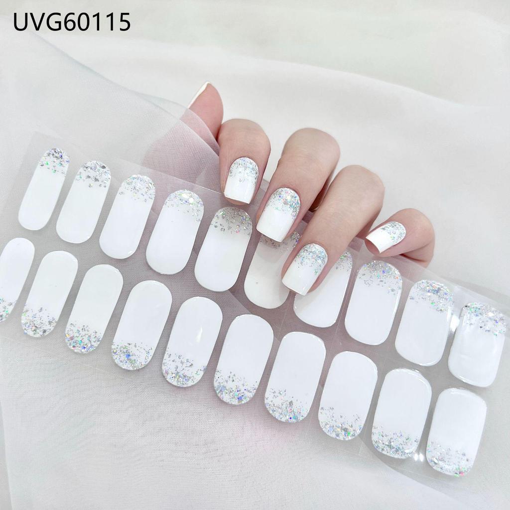 Transparent Nude UV Gel Nail Art Stickers: Semi-Cured, Semi-Baked Manicure Sheets