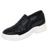 Spring Autumn Soft Leather Soft Sole Comfortable Low Heel Shoes Round Toe Breathable Casual Slip-on Hollow Mother Sneaker