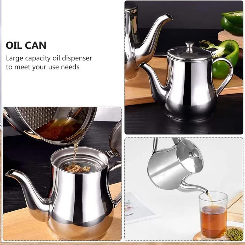 Practical Fashion Stainless Steel Household Leak-proof Wine Pot Pouring Oil Bottle Seasoning Tank Kitchen Supplies Oz