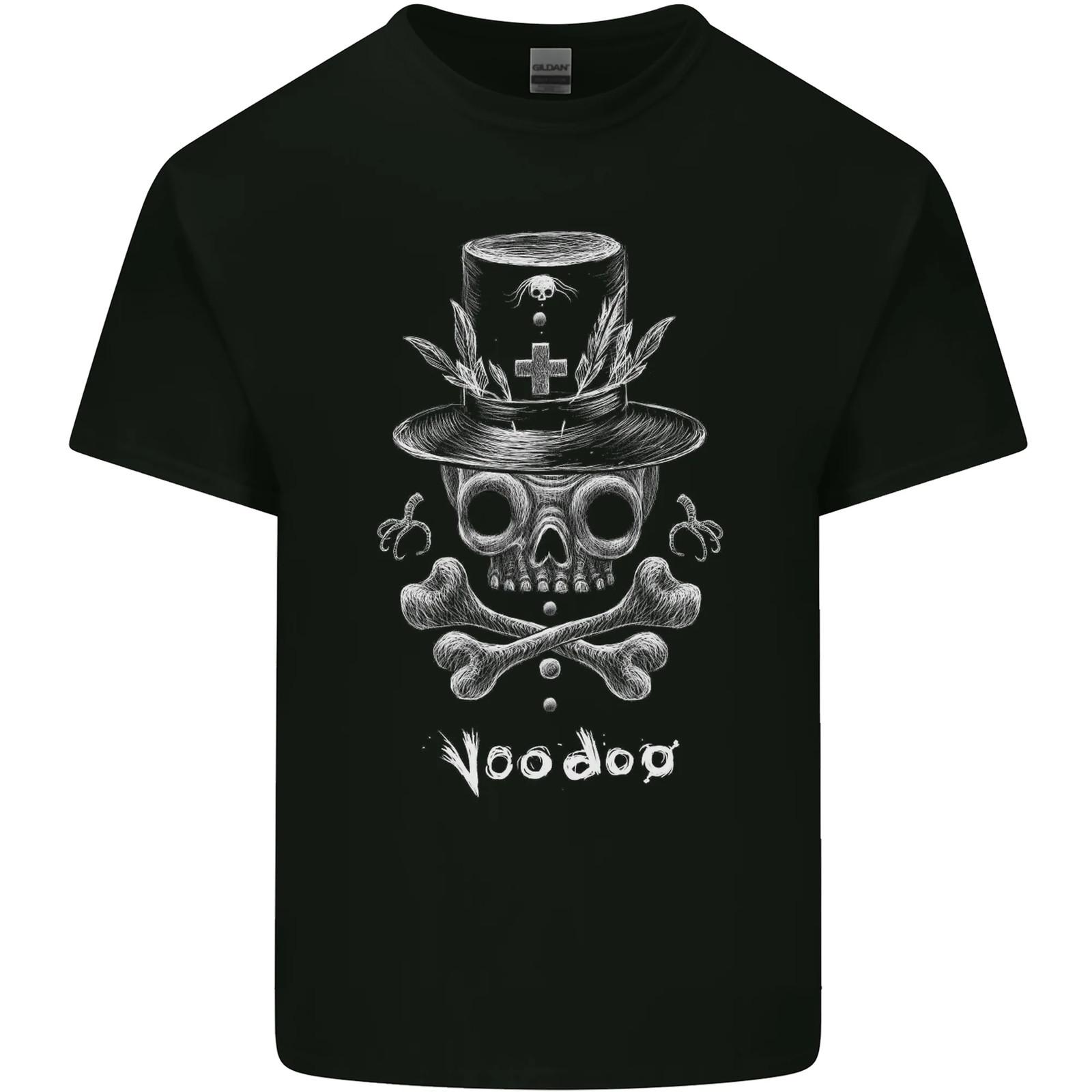 Voodoo Skull Gothic Rock Music Biker Mens Cotton Maglietta T-shirt S