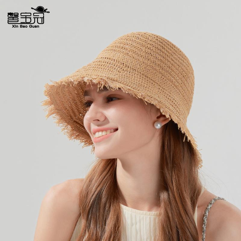 Summer sun hat children versatile fashion fringed big brim straw hat outdoor travel beach seaside sun hat