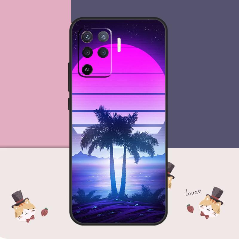 Retrowave Neon Palms Tree Case For OPPO A78 A98 A58 A18 A96 A76 A16 A17 A77 A15 A5 A9 A74 A94 A52 A72 A53S A54S A57S
