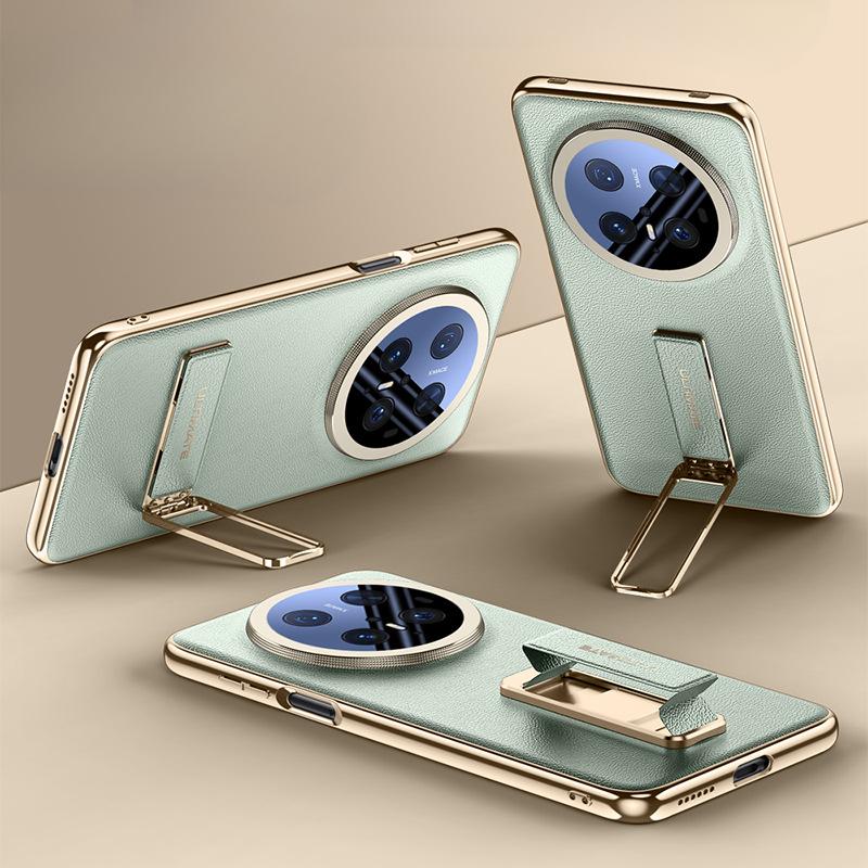 Suitable for Huawei Mate70pro Phone Case, Wristband Stand, M70 All-inclusive Lens Anti-drop Men's Leather Case