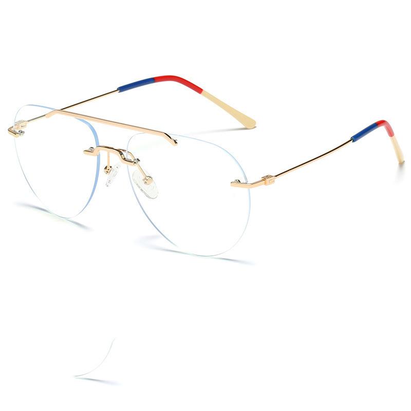 Rimless Frameless Glasses Frames for Unisex Punk Style Animal Pattern Metal Prescription Optic Eyeglasses золотой