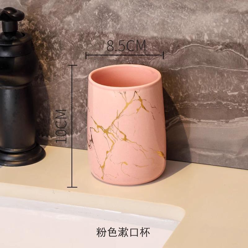 Creative Gold Plated Marble Ceramic Mouthwash Cup Home Couple Toothbrush Holder Ceramic Mouthwash Cup Bathroom Accessories