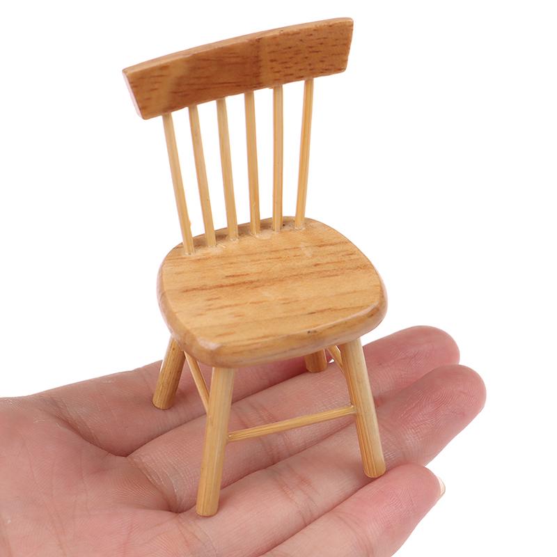 Simulation Mini Wood Chair Furniture Model Toys For Doll House Decoration 1/12