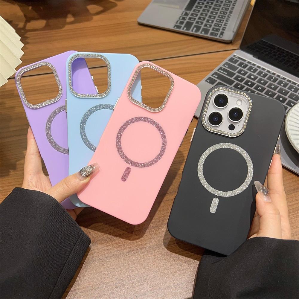 Magnetic Phone Case for iPhone 11 12 14 16 Pro 16 15 14 13 12 Pro Max 13 14 15 16 High Quality Sparkling Shockproof Shell