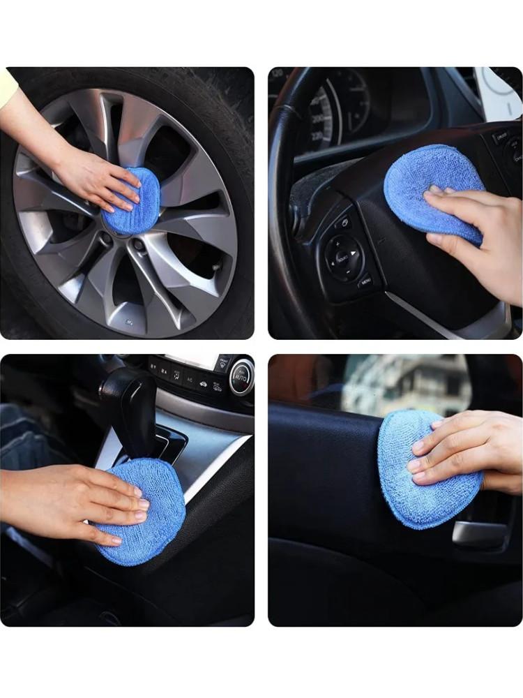 10Pcs Car Detailing Applicator Pads Car Care Waxing Polish Sponges Soft Microfiber Round Pocket Foam Sponges Car Cleaning Tools