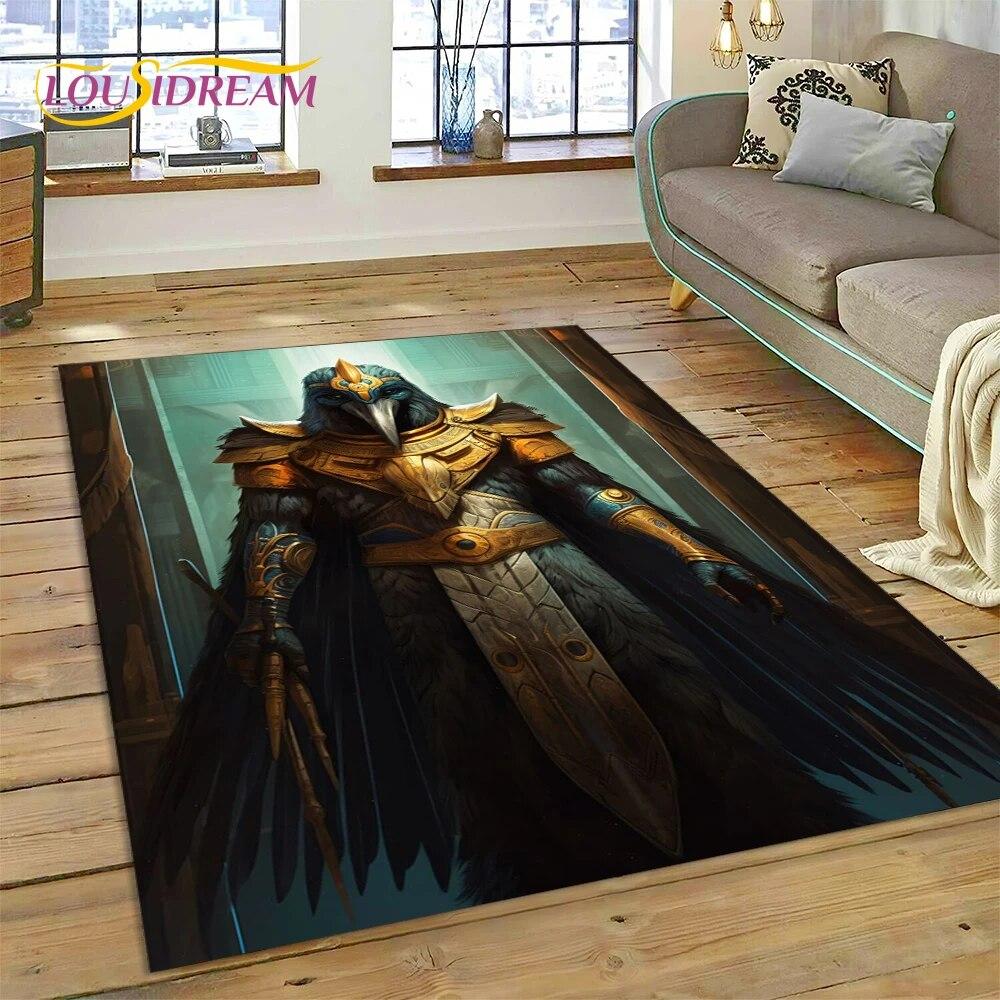 3D Anubis Pharaoh Horus Egyptian Mythology Gods Carpet Rug for Home Living Room Bedroom Sofa Doormat Decor,Area Rug Non-slip Mat