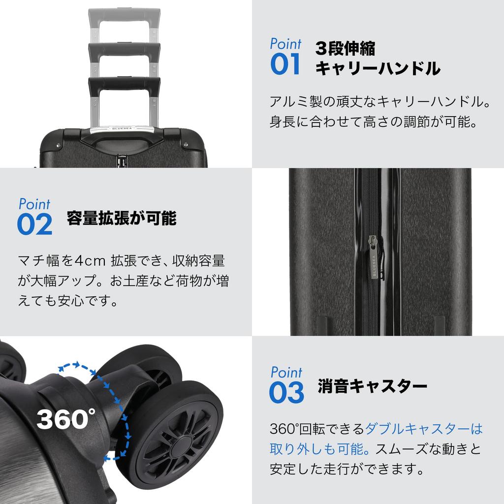 Made in Japan Carry Carry Grip Expandable Equipped with TSA Double Hook Cup Ultra Aluminum Business Belt S Turquoise [BlueSea] Suitcase, Case, Bag,