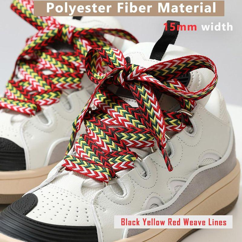 Sneaker Shoe Laces 1.5cm Width Thick Flat Shoelaces for Basketball Tennis Sports Shoes Shoelace Wavy Bread Rope Shoes Strings