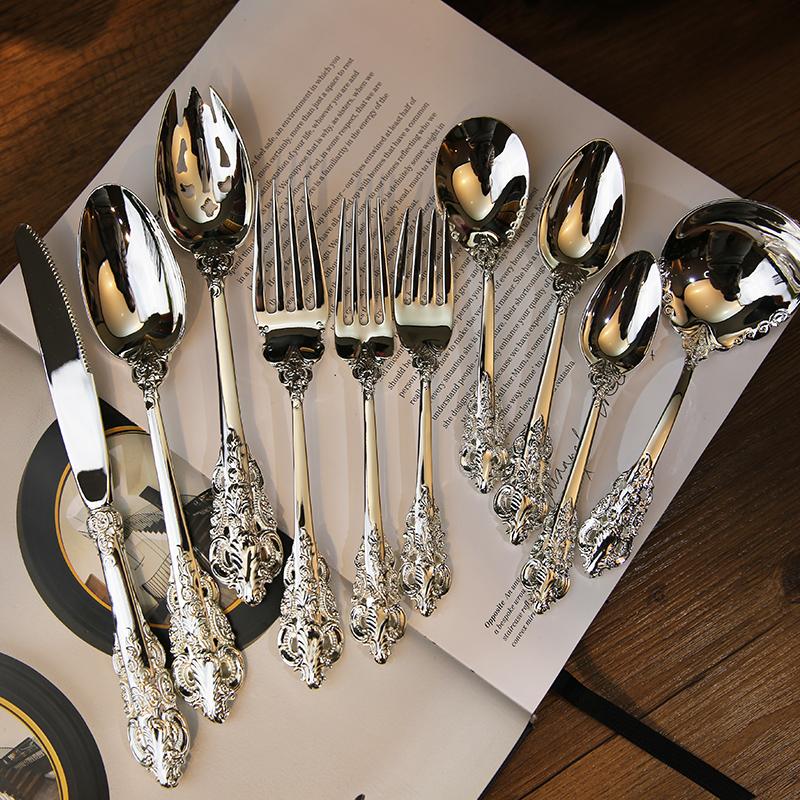 1Pcs Luxury Western Silverware Cutlery Dinnerware Set Flatware Steak Knife Fork Spoon Dinner Tableware Restaurant Cooking Room Tool