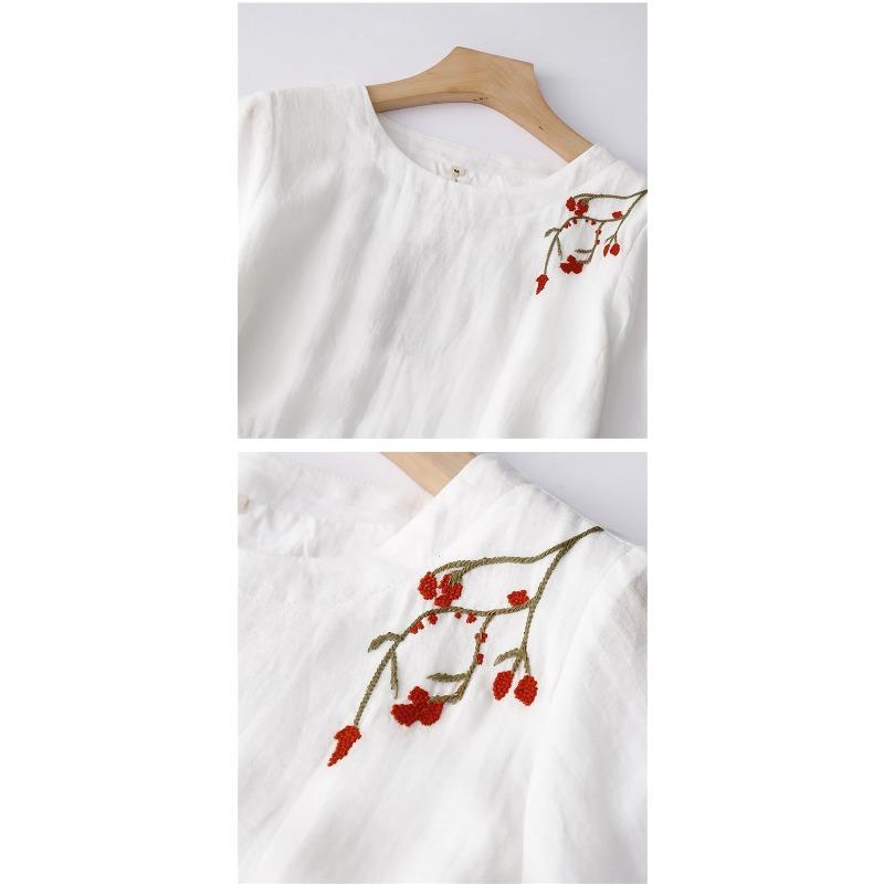 Summer Vintage Embroidery Solid Color Long Dresses Women Casual Breathable White Thin Dress Robe Elegant Clothing