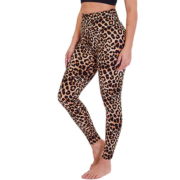 

High-waisted Peach-bottom Yoga Trousers Outdoor Tummy-slimming Stretchy Form-fitting Quick-drying Sports Leggings for Women with A Printed Design S/M цветной печати леопарда