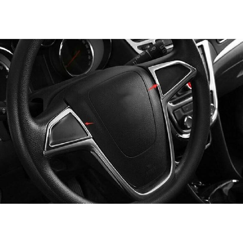 For Buick Encore 2013-2022 Chrome Steel Steering Wheel Control Cover Trim 2PCS