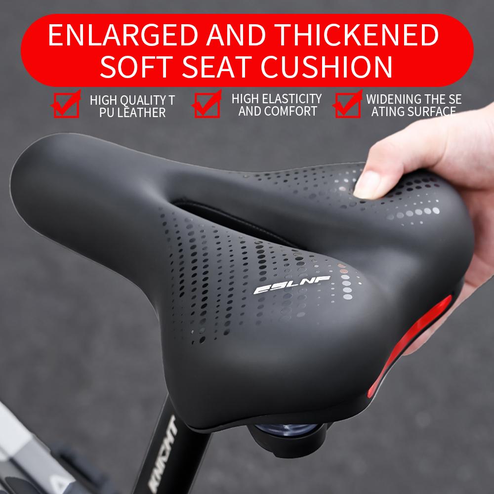 Big Wide Ventilated PU Road Bicycle Seat Carbon Shell Shock Absorption for Men-Simple Design Universal Bikes Soft Cycling