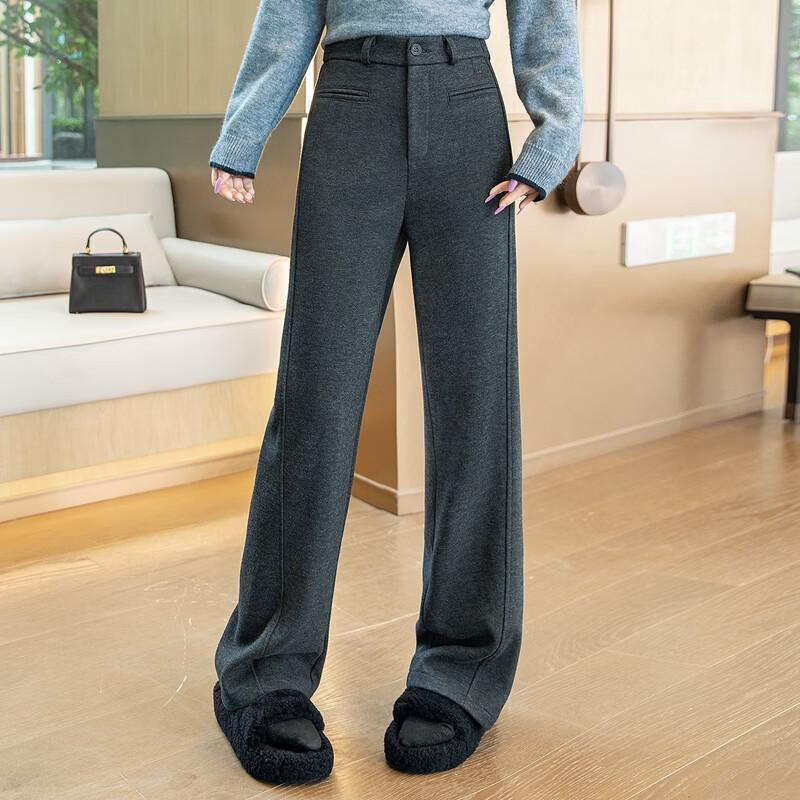 Sibaishe Women's High-Waist Straight-Leg Draped Pants