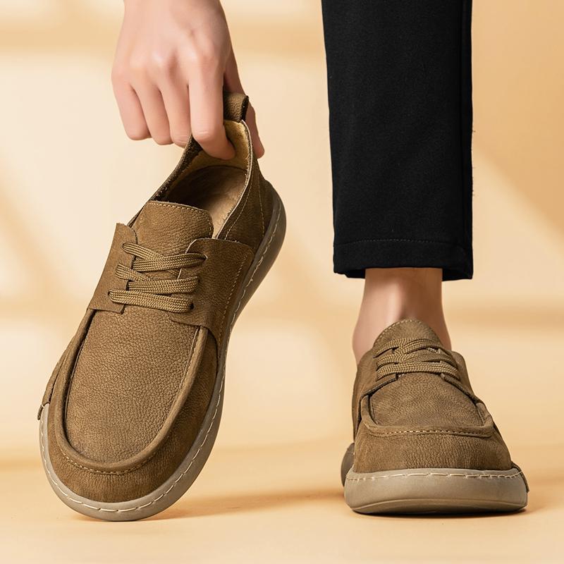 Retro New Men's Suede Leather Shoes Soft Sole Comfortable High-quality Handmade Sole Men's Oxford Shoes Khaki Driving Shoes