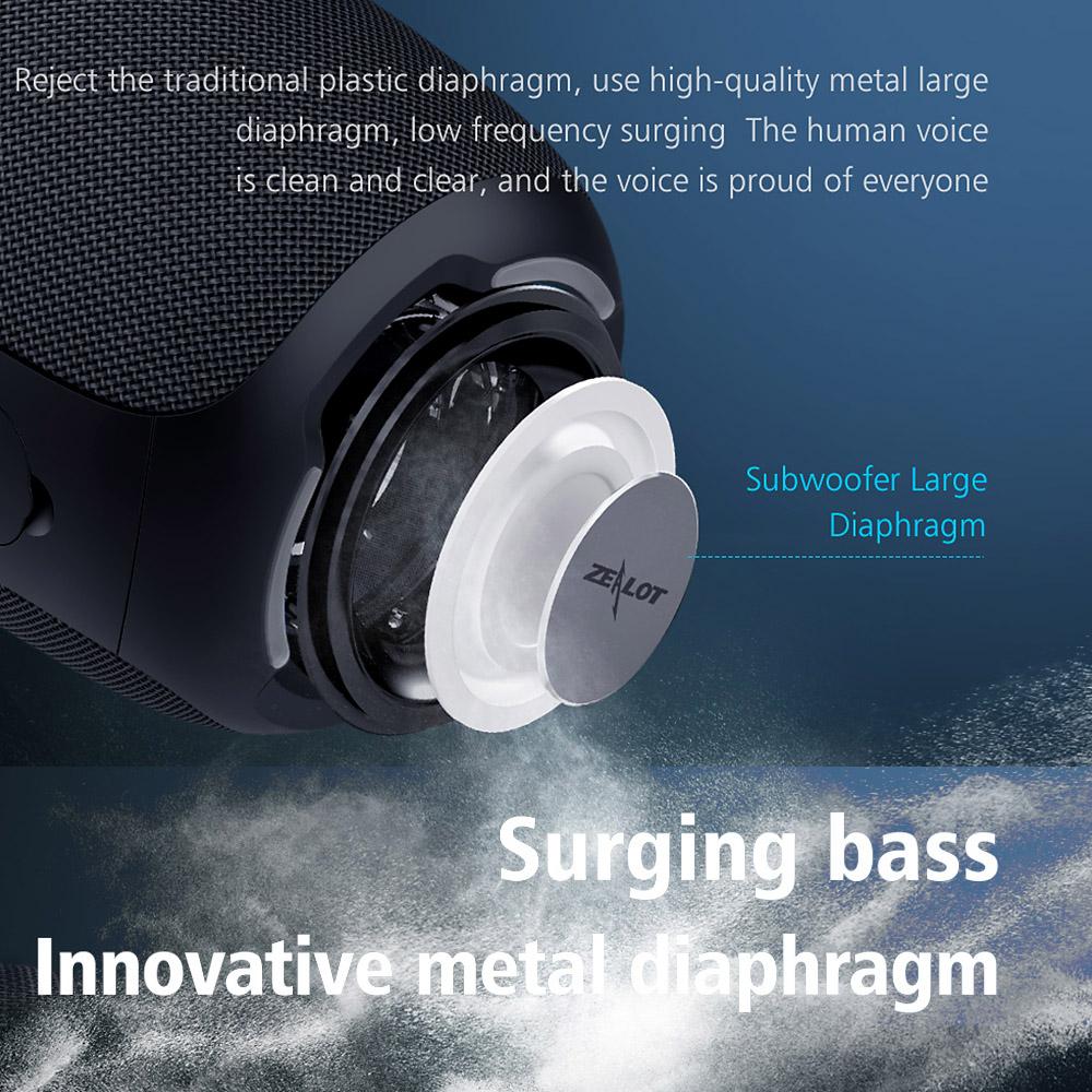 Zealot S53 Black Mini Bluetooth Speaker Portable Wireless Column Waterproof HIFI Lossless Sound Quality Stereo