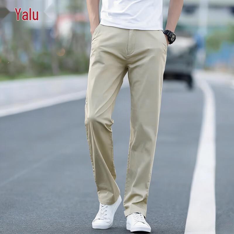 

Yalulu Men s Straight-Leg Cotton Casual Trousers 31