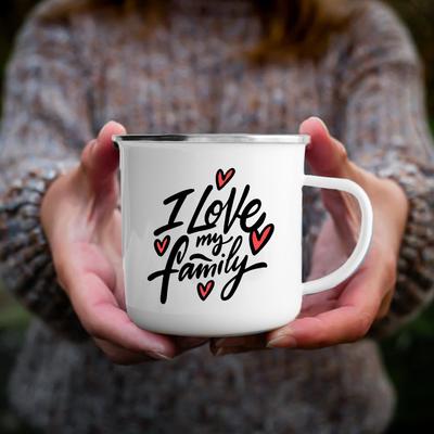 Ich Liebe Meine Familie Emaille Kaffeetassen Getränke Wasserbecher Lagerfeuerparty Getränk Bier Wein Saftbecher Dessert Kakao Milch Henkeltasse