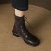 Krazing Po Microfiber Winter Round Toe Size 33 Western Boots Size 43 Lace Up Low Heels European Designer Ankle Boots