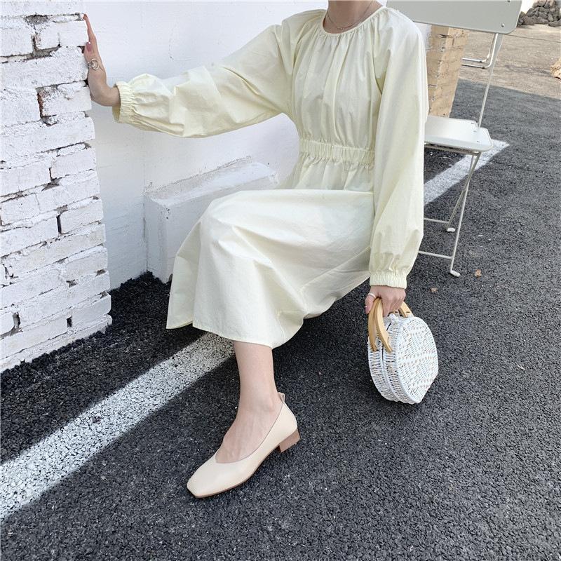 Soft sole soft surface soft leather grandma shoes women's thick heel spring and autumn casual single shoes flat heel shallow mouth Doudou shoes women