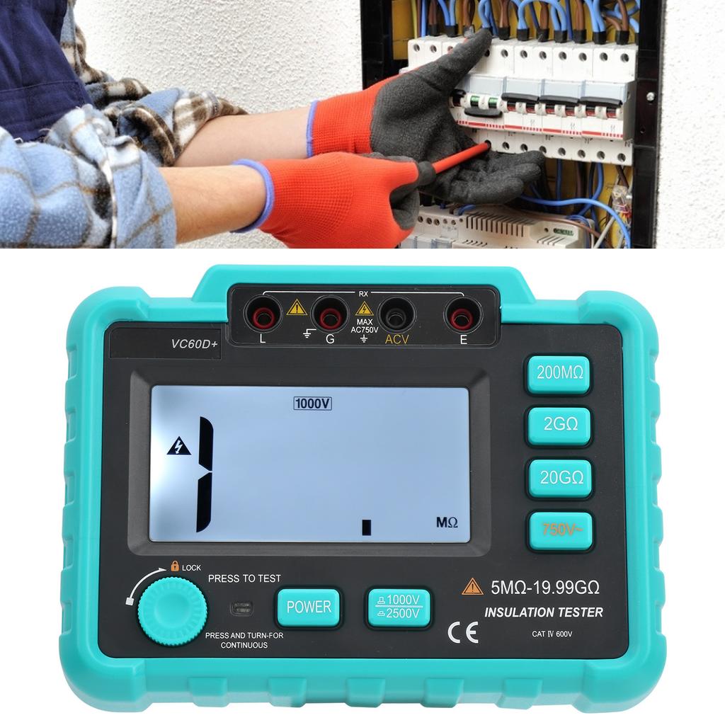 VC60D+ 0.519.99G Ohm  Digital Insulation Resistance Tester MegOhm Meter Electrician Tools