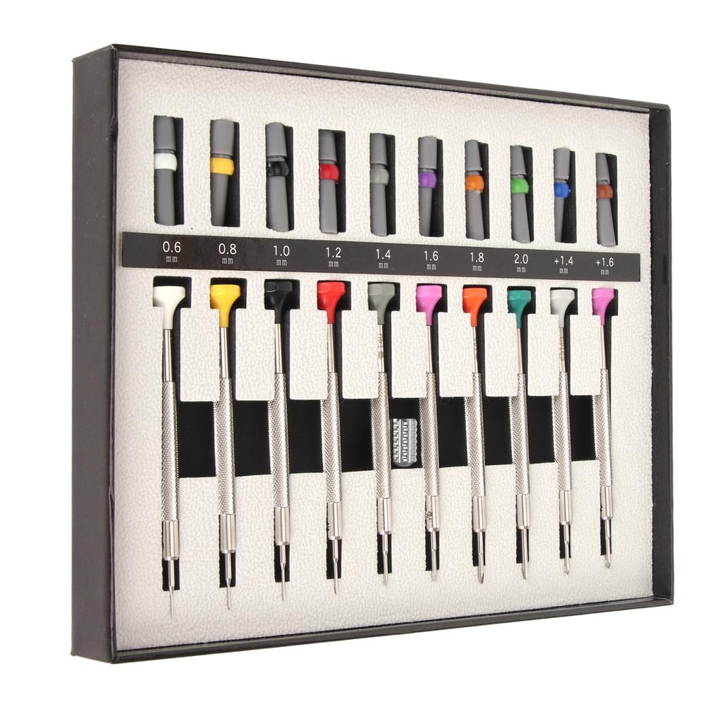10Pcs Watch Screwdriver Set 8 Sizes Slot and 2 Sizes Cross Stainless Steel Watch Screwdriver Tools