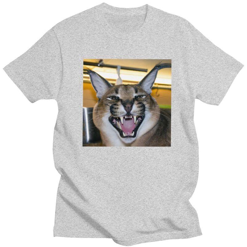 Custom Big Floppa Caracal Cat Funny Meme T Shirt Men ShortSleeve Tshirt Casual Tee Tops Pure Cotton Slim Fit Tshirts Merch