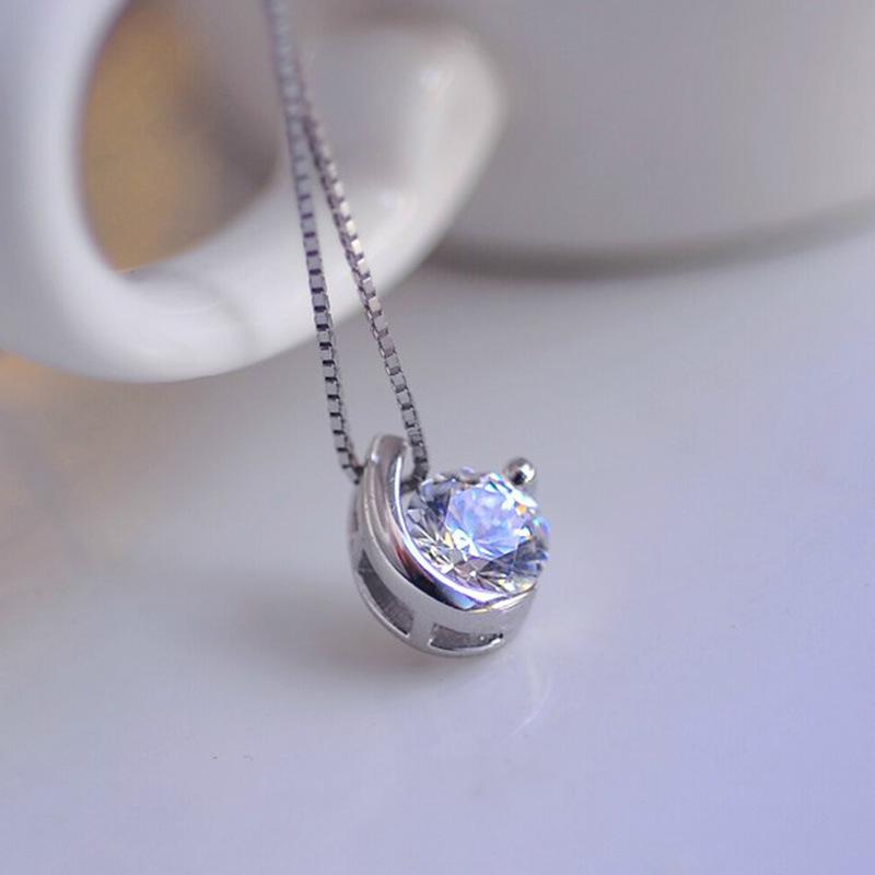 Korean Style Zircon Moon Bay Plated Necklace Pendant Women's Accessories