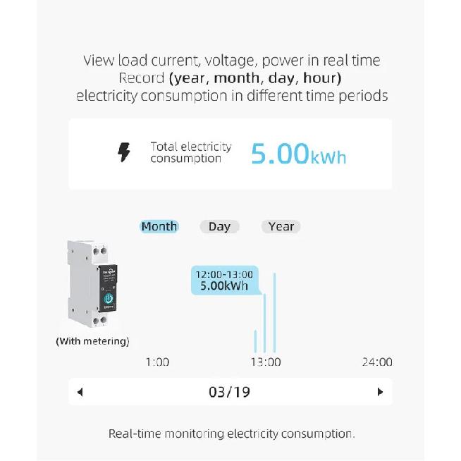 TUYA WIFI Smart Circuit Breaker energy meter 1P 16A DIN Rail for Smart Home wireless Remote Control Smart Switch by APP TONGOU