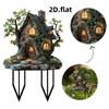 Resins Squirrels House Lawn Stake for Backyard Patios Decoration Easy Ground Insertion Outdoor Garden Decoration