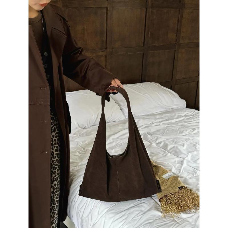 Frosted Cowhide Large Bag Autumn Winter Single Shoulder Tote Underarm High Capacity Casual Crossbody Bag for Women