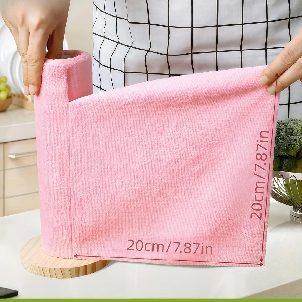 1 Roll of 20 Sheets Reusable Cleaning Wipe Household Kitchen Cloth Microfiber Towel Rolls Dish Rags Wash Paper Towel Replacement